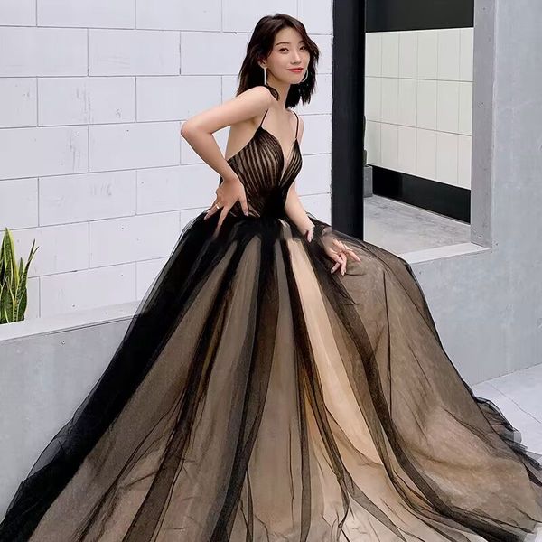 long prom dresses pleat v-neck party dresses spaghetti straps elegant women evening gowns formal occasion dresses, Black
long prom dresses pleat v-neck party dresses spaghetti straps elegant women evening gowns formal occasion dresses, Black