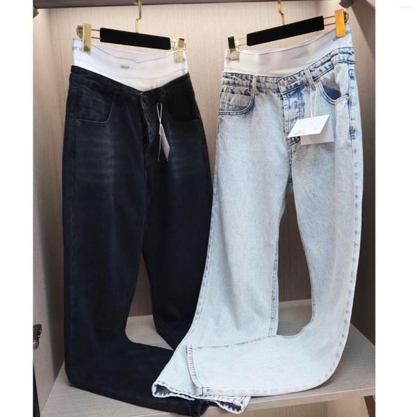 spring and summer elastic double waist jeans personalized button straight pants female, Blue
spring and summer elastic double waist jeans personalized button straight pants female, Blue