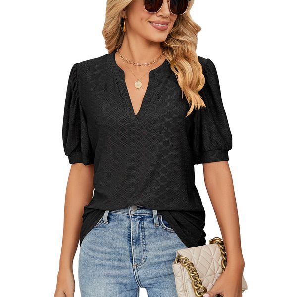 2023 outdoor shopping mall summer casual v-collar solid color hollow foam sleeve loose t-shirt blouse woman, Gray;blue
2023 outdoor shopping mall summer casual v-collar solid color hollow foam sleeve loose t-shirt blouse woman, Gray;blue