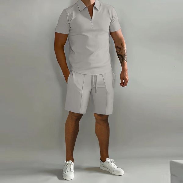 mens tracksuits simple solid color sports suit fashion lapel zipper design polo shirt short sleeve and pants 2piece set summer 230516, Gray
mens tracksuits simple solid color sports suit fashion lapel zipper design polo shirt short sleeve and pants 2piece set summer 230516, Gray