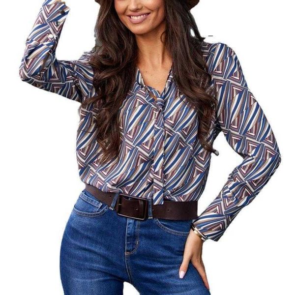 shirt spring and autumn long sleeve loose temperament elegant printed bow pullover women, White
shirt spring and autumn long sleeve loose temperament elegant printed bow pullover women, White