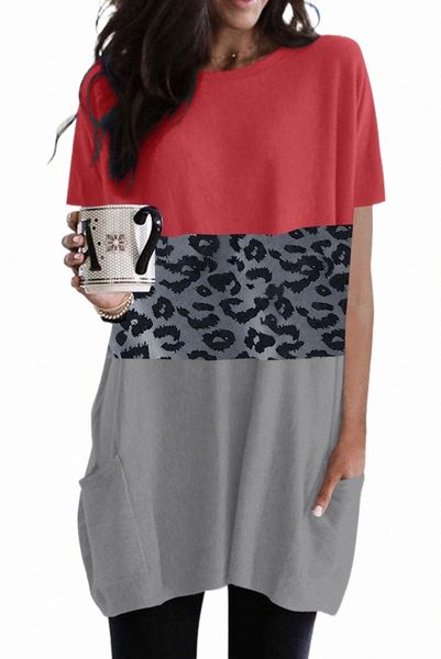 red triple colorblock splicing short sleeve mini dress with pockets v76t#, Black;pink
red triple colorblock splicing short sleeve mini dress with pockets v76t#, Black;pink
