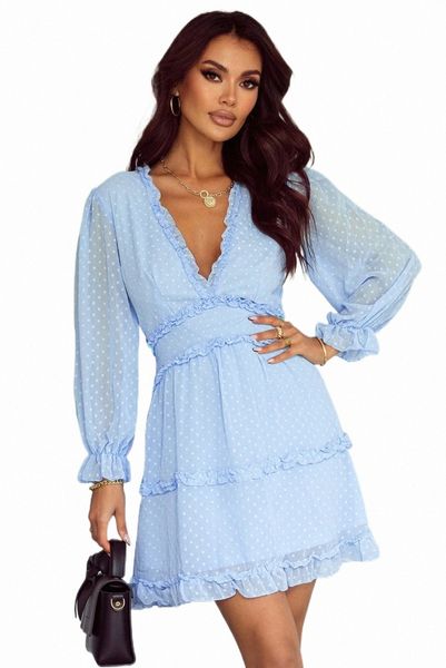 sky blue layered ruffled open back puff sleeve swiss dot mini dress a3wl#, Black;pink
sky blue layered ruffled open back puff sleeve swiss dot mini dress a3wl#, Black;pink