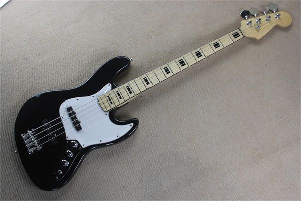 black 4 string jazz electric bass guitar basswood body maple neck fingerboard white pickguard chrome hardware
black 4 string jazz electric bass guitar basswood body maple neck fingerboard white pickguard chrome hardware