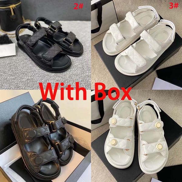 with box fashion new ladies sandals signature grain leather decorative element slippers, Black
with box fashion new ladies sandals signature grain leather decorative element slippers, Black