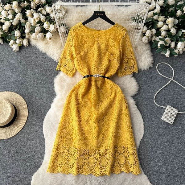 french luxury style dress with cut out embroidery design at the waist in summer, light and luxurious temperament lace dress, Black;gray
french luxury style dress with cut out embroidery design at the waist in summer, light and luxurious temperament lace dress, Black;gray