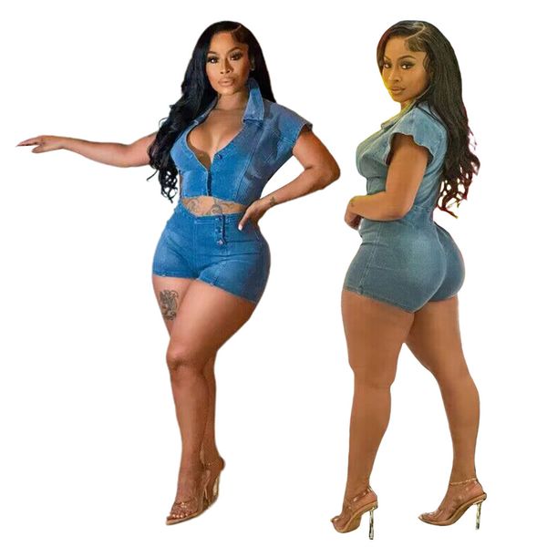 2023 designer streetwear denim jumpsuit summer y2k trend lapel collar bodycon bodysuits button batwing sleeve romper womens clothing wholesa, Black;white
2023 designer streetwear denim jumpsuit summer y2k trend lapel collar bodycon bodysuits button batwing sleeve romper womens clothing wholesa, Black;white