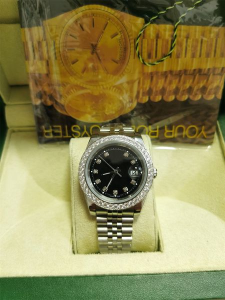 with original box high-quality luxury watches 41mm mens 18k silver black dial bigger diamond automatic fashion brand men's watch wristw, Slivery;brown
with original box high-quality luxury watches 41mm mens 18k silver black dial bigger diamond automatic fashion brand men's watch wristw, Slivery;brown