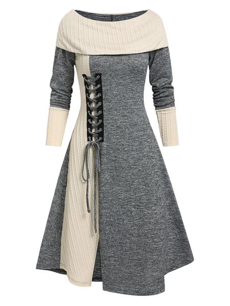dresses colorblock lace up foldover dress two tone knitted fashion daily aline boat neck long sleeves midi robe for women fall spring, Black;gray
dresses colorblock lace up foldover dress two tone knitted fashion daily aline boat neck long sleeves midi robe for women fall spring, Black;gray