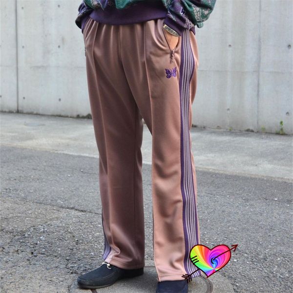 men's pants 2023 bootcut needles track men women poly smooth butterfly knitted purple stripe trousers 230517, Black
men's pants 2023 bootcut needles track men women poly smooth butterfly knitted purple stripe trousers 230517, Black