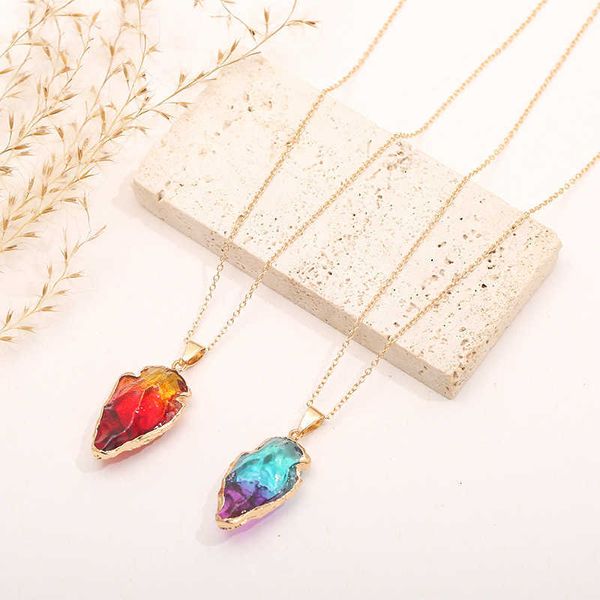 jewelry pendant necklace gold plated edge natural stone crystal necklace with irregular droplet shape colorful original pendant collar chain, Black
jewelry pendant necklace gold plated edge natural stone crystal necklace with irregular droplet shape colorful original pendant collar chain, Black