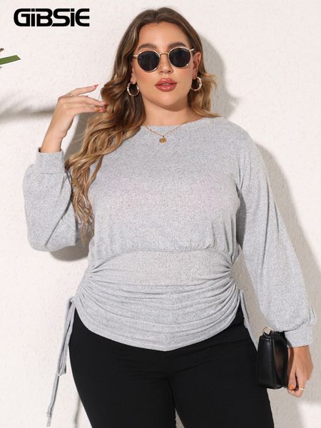 women's plus size tshirt gibsie solid ruched drawstring side t spring fall casual long sleeve tee basic oneck ts 230517, Black
women's plus size tshirt gibsie solid ruched drawstring side t spring fall casual long sleeve tee basic oneck ts 230517, Black