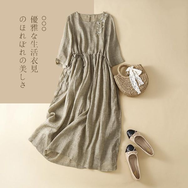dresses vintage floral embroidery half sleeve dress oneck loose casual cotton linen elastic waist long summer dresses women i263, Black;gray
dresses vintage floral embroidery half sleeve dress oneck loose casual cotton linen elastic waist long summer dresses women i263, Black;gray
