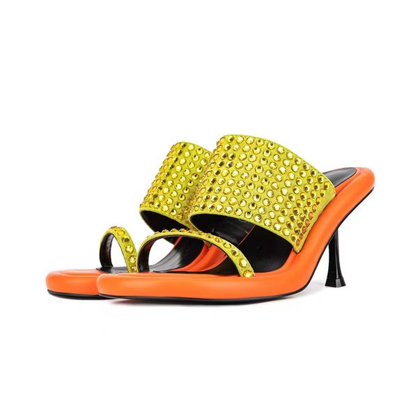 2023 women's summer new super fit open toe round head slim high heel slippers fashion versatile frosted rhinestone slippers, Black
2023 women's summer new super fit open toe round head slim high heel slippers fashion versatile frosted rhinestone slippers, Black
