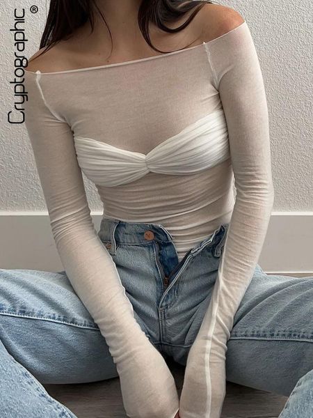 t-shirt cryptographic elegant off shoulder ruched knit for women fashion spring summer long sleeve club party solid tshirt clothes, White
t-shirt cryptographic elegant off shoulder ruched knit for women fashion spring summer long sleeve club party solid tshirt clothes, White