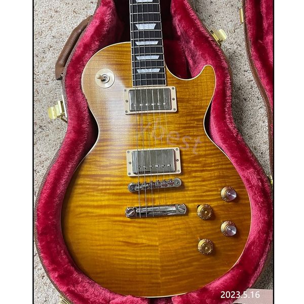 electric guitar lemon color rich flame chrome cover pickups no pickguard tune o matic bridge and stail bone nut rosewood
electric guitar lemon color rich flame chrome cover pickups no pickguard tune o matic bridge and stail bone nut rosewood