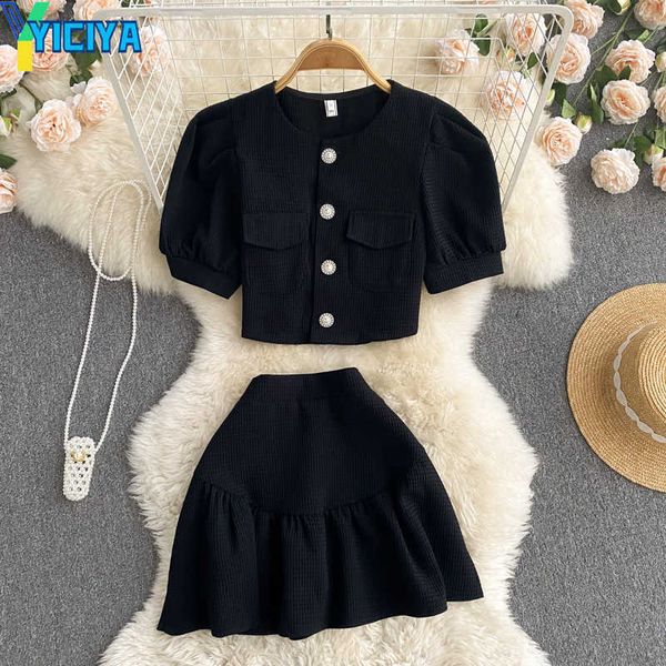 yiciya korean style women summer two piece dress sets single breasted solid elastic waist mini skirt ladies a line casual chic sets 2023, White
yiciya korean style women summer two piece dress sets single breasted solid elastic waist mini skirt ladies a line casual chic sets 2023, White