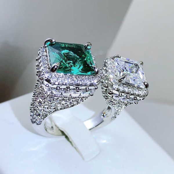 band rings green zircon rings open adjustable jewelry luxury engagement jewelry party rings for women full diamond rings j230517, Silver
band rings green zircon rings open adjustable jewelry luxury engagement jewelry party rings for women full diamond rings j230517, Silver