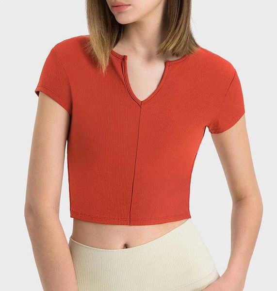 lu-372 striped ribbed open navel deep v-neck sports short sleeved t-shirt for women's fashion versatile outdoor fitness yoga suit, White;red
lu-372 striped ribbed open navel deep v-neck sports short sleeved t-shirt for women's fashion versatile outdoor fitness yoga suit, White;red