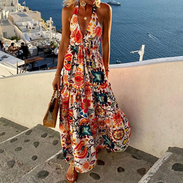 women's swimwear vintage printed tieup bohe suspender dres elegant vneck hight split long dress summer sleeveless beach cover up 230517, White;black
women's swimwear vintage printed tieup bohe suspender dres elegant vneck hight split long dress summer sleeveless beach cover up 230517, White;black