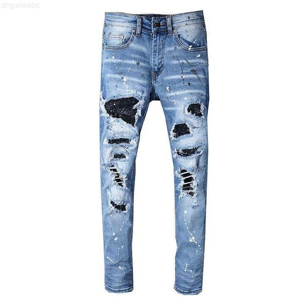 men's jeans mens distressed ripped black skinny destroyed stretch slim fit hop pants, Blue
men's jeans mens distressed ripped black skinny destroyed stretch slim fit hop pants, Blue