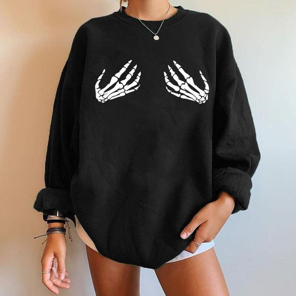 women's hoodies 2023 long-sleeved pullover halloween skull hand print flower drop shoulder paragraph fleece top, Black
women's hoodies 2023 long-sleeved pullover halloween skull hand print flower drop shoulder paragraph fleece top, Black