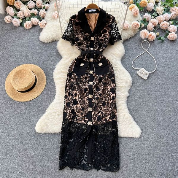 high grade lace dress 2023 spring/summer new design sense v-neck shows thin temperament celebrity little black dress, Black;gray
high grade lace dress 2023 spring/summer new design sense v-neck shows thin temperament celebrity little black dress, Black;gray