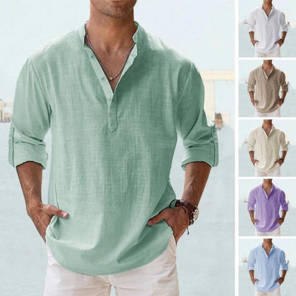 men's casual shirts stand collar v-neck men shirt buttons half placket roll-up long sleeve moisture-wicking solid color loose streetwea, White;black
men's casual shirts stand collar v-neck men shirt buttons half placket roll-up long sleeve moisture-wicking solid color loose streetwea, White;black