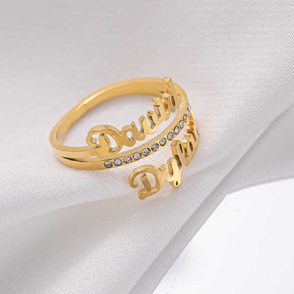 band rings 2022new diamond custom double name ring stainless steel letters rings personalized hollow diamond name ring for women's gift, Silver
band rings 2022new diamond custom double name ring stainless steel letters rings personalized hollow diamond name ring for women's gift, Silver