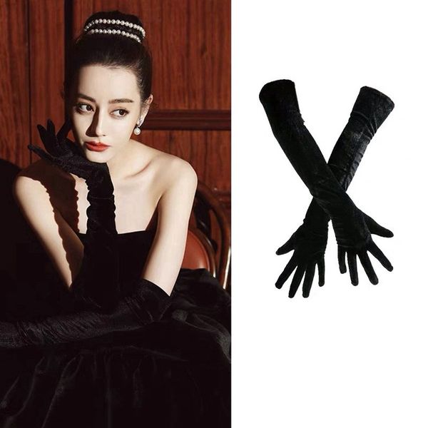 st-0006-a black long gloves performance new elastic gold suede dress dance etiquette welcome bride sleeves, White
st-0006-a black long gloves performance new elastic gold suede dress dance etiquette welcome bride sleeves, White