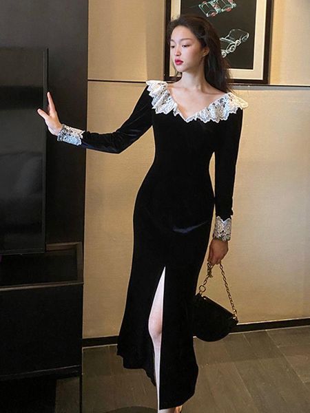 dresses 2022 autumn new women fashion elegant long sleeve midi vintage velvet dresses evening prom female party lady clothes vestdios, Black;gray
dresses 2022 autumn new women fashion elegant long sleeve midi vintage velvet dresses evening prom female party lady clothes vestdios, Black;gray