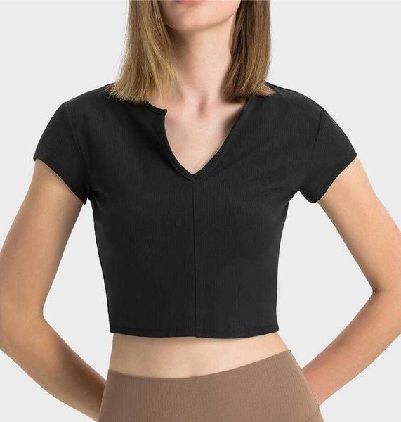lu-372 striped ribbed open navel deep v-neck sports short sleeved t-shirt for women's fashion versatile outdoor fitness yoga suit, White;red
lu-372 striped ribbed open navel deep v-neck sports short sleeved t-shirt for women's fashion versatile outdoor fitness yoga suit, White;red