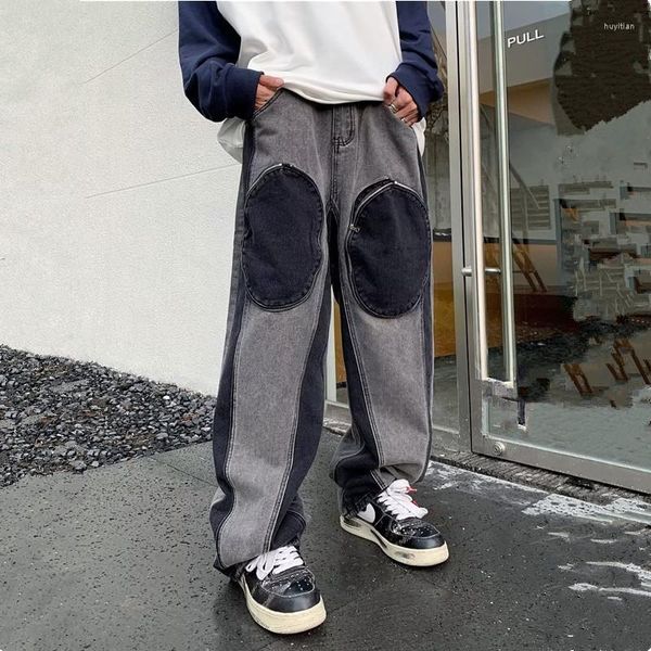 men's jeans 2023 vibe style front pockets grey vintage baggy men pants y2k clothes patchwork oversize straight harajuku denim trousers, Blue
men's jeans 2023 vibe style front pockets grey vintage baggy men pants y2k clothes patchwork oversize straight harajuku denim trousers, Blue