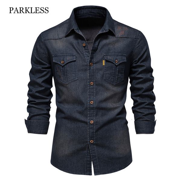 men s casual shirts kemeja denim katun elastis koboi berkualitas lengan panjang pria atasan saku ganda solid pakaian jeans pas badan kasual, White;black
men s casual shirts kemeja denim katun elastis koboi berkualitas lengan panjang pria atasan saku ganda solid pakaian jeans pas badan kasual, White;black