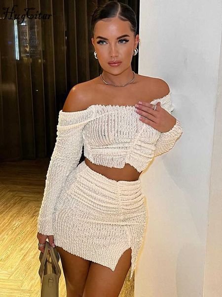 rukas long sleeve skew collar solid ruched crop slit skirts 2 piece sets spring fashion slim festival party outfit, White
rukas long sleeve skew collar solid ruched crop slit skirts 2 piece sets spring fashion slim festival party outfit, White