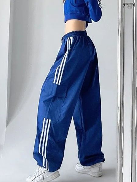 womens pants capris two piece high waist drawstring cargo pant wide leg joggers trousers striped harajuku baggy parachute sweatpants women c, Black;white
womens pants capris two piece high waist drawstring cargo pant wide leg joggers trousers striped harajuku baggy parachute sweatpants women c, Black;white