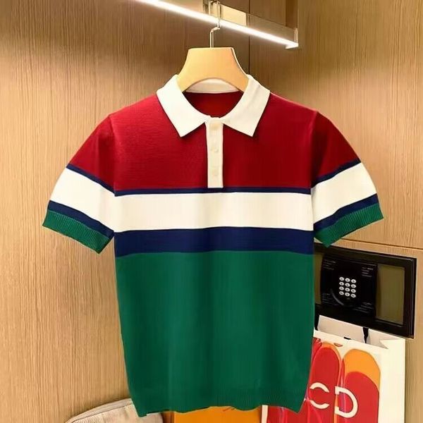 men's polos 2023 men summer fashion striped patchwork knit polo shirts slim mens casual turndown collar buttonup 230517, White;black
men's polos 2023 men summer fashion striped patchwork knit polo shirts slim mens casual turndown collar buttonup 230517, White;black