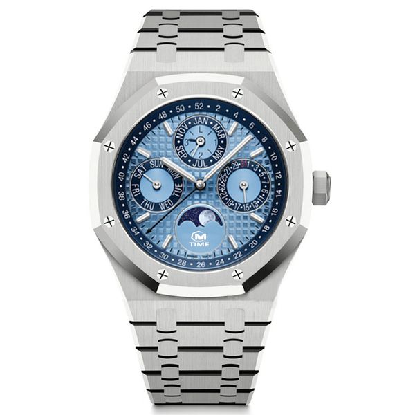 men watches design made official stytle luxury watch perpetual calendar all dials working 316l stainless steel sapphire waterproof automatic, Slivery;black
men watches design made official stytle luxury watch perpetual calendar all dials working 316l stainless steel sapphire waterproof automatic, Slivery;black