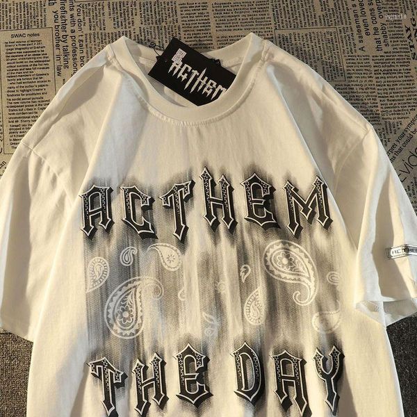 men's t pure cotton american retro sleeved t-shirt men and women loose ins european high street half y2k top, White;black
men's t pure cotton american retro sleeved t-shirt men and women loose ins european high street half y2k top, White;black
