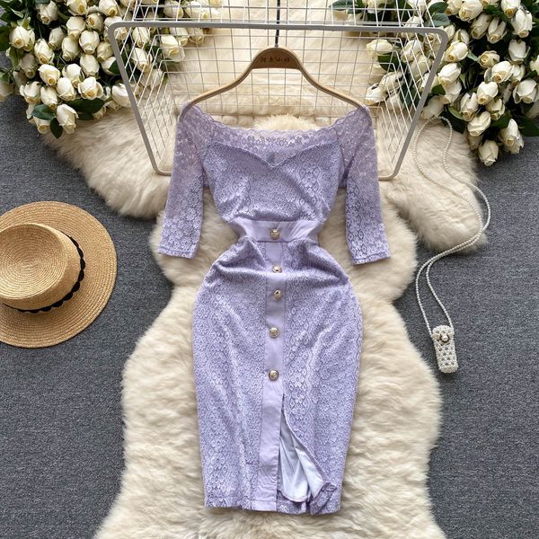 light luxury celebrity lace dress summer pure desire one shoulder single breasted slim fit wrapped hip split dress, Black;gray
light luxury celebrity lace dress summer pure desire one shoulder single breasted slim fit wrapped hip split dress, Black;gray