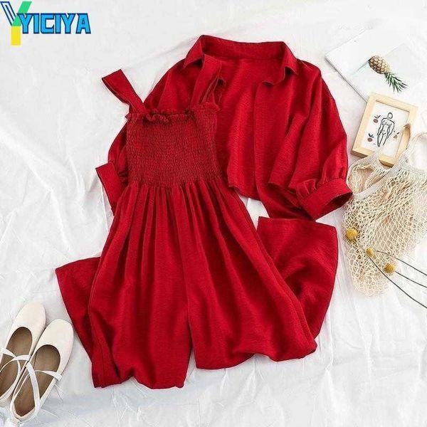 yiciya neploe 2023 new women two pieces suit fashion spring short blouse shirt cardigan + spaghetti strap jumpsuit suits woman outfits, White
yiciya neploe 2023 new women two pieces suit fashion spring short blouse shirt cardigan + spaghetti strap jumpsuit suits woman outfits, White