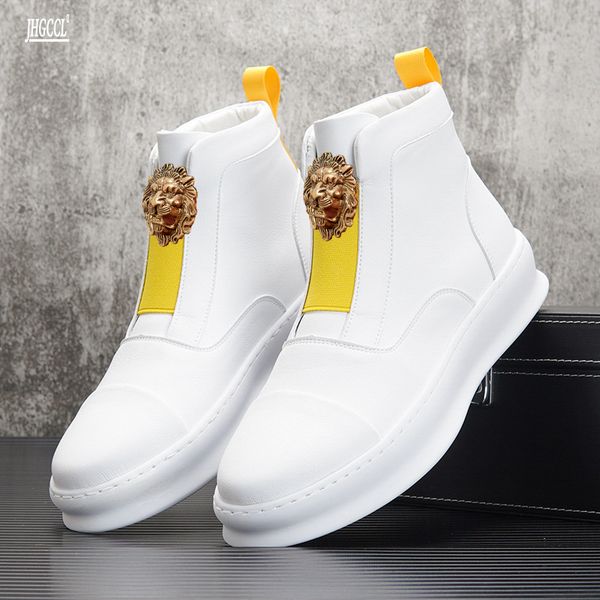white high shoes men's new trend board shoes inside height-raising small white boots korean version of men's ankle boots a2, Black
white high shoes men's new trend board shoes inside height-raising small white boots korean version of men's ankle boots a2, Black