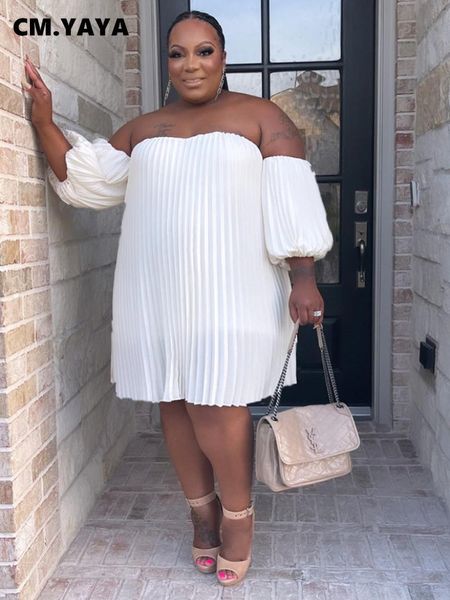 plus size dresses cmyaya size women off shoulder lantern sleeve pleated loose slim dress 2023 fashion club evening party vestidos 230517, Black
plus size dresses cmyaya size women off shoulder lantern sleeve pleated loose slim dress 2023 fashion club evening party vestidos 230517, Black