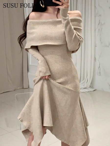dresses susu knitted slash neck elegant sweater dress asymmetry high waist elastic midi length elegant women new autumn 2022 sua127, Black;gray
dresses susu knitted slash neck elegant sweater dress asymmetry high waist elastic midi length elegant women new autumn 2022 sua127, Black;gray