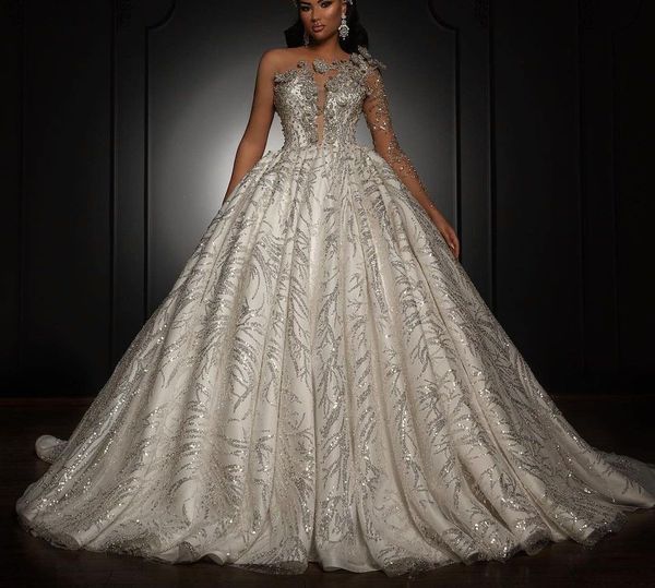 luxury ball gown wedding dresses one long sleeve v neck sequins applique ruffles bridal gowns beaded 3d lace zipper diamonds plus size custo, White
luxury ball gown wedding dresses one long sleeve v neck sequins applique ruffles bridal gowns beaded 3d lace zipper diamonds plus size custo, White