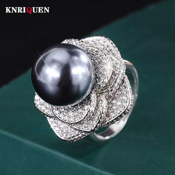 band rings charms 14mm white blk big pearl adjustable flower rings for women lab diamond cocktail party fine jewelry elegant female gift j23, Silver
band rings charms 14mm white blk big pearl adjustable flower rings for women lab diamond cocktail party fine jewelry elegant female gift j23, Silver