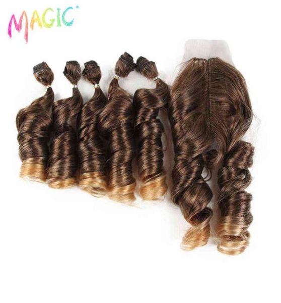 magic loose wave bundles with closure synthetic weave hair 20 inch 6pcspack ombre brown hair extensions for women h2204291060526, Black
magic loose wave bundles with closure synthetic weave hair 20 inch 6pcspack ombre brown hair extensions for women h2204291060526, Black