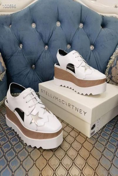 white cowhide leather silver star women sandals stella mccartney platform lady shoes 7cm wedge8003533, Black
white cowhide leather silver star women sandals stella mccartney platform lady shoes 7cm wedge8003533, Black