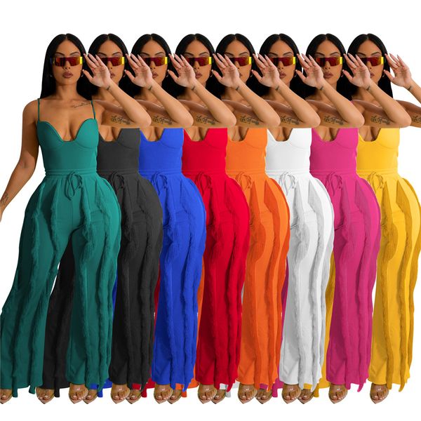 2023 designer casual sports tracksuit bulk summer 2 piece set womens outfits sleeveless bodycon rompers tassel high waist wide leggings whol, White
2023 designer casual sports tracksuit bulk summer 2 piece set womens outfits sleeveless bodycon rompers tassel high waist wide leggings whol, White