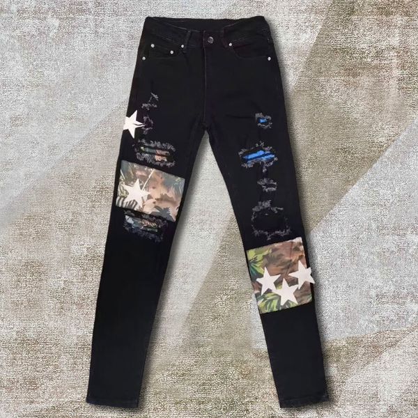 men's jeans camouflage star pattern ripped skinny trouser streetwear quality men contrast color pleated patch denim patchwork stretch j, Blue
men's jeans camouflage star pattern ripped skinny trouser streetwear quality men contrast color pleated patch denim patchwork stretch j, Blue